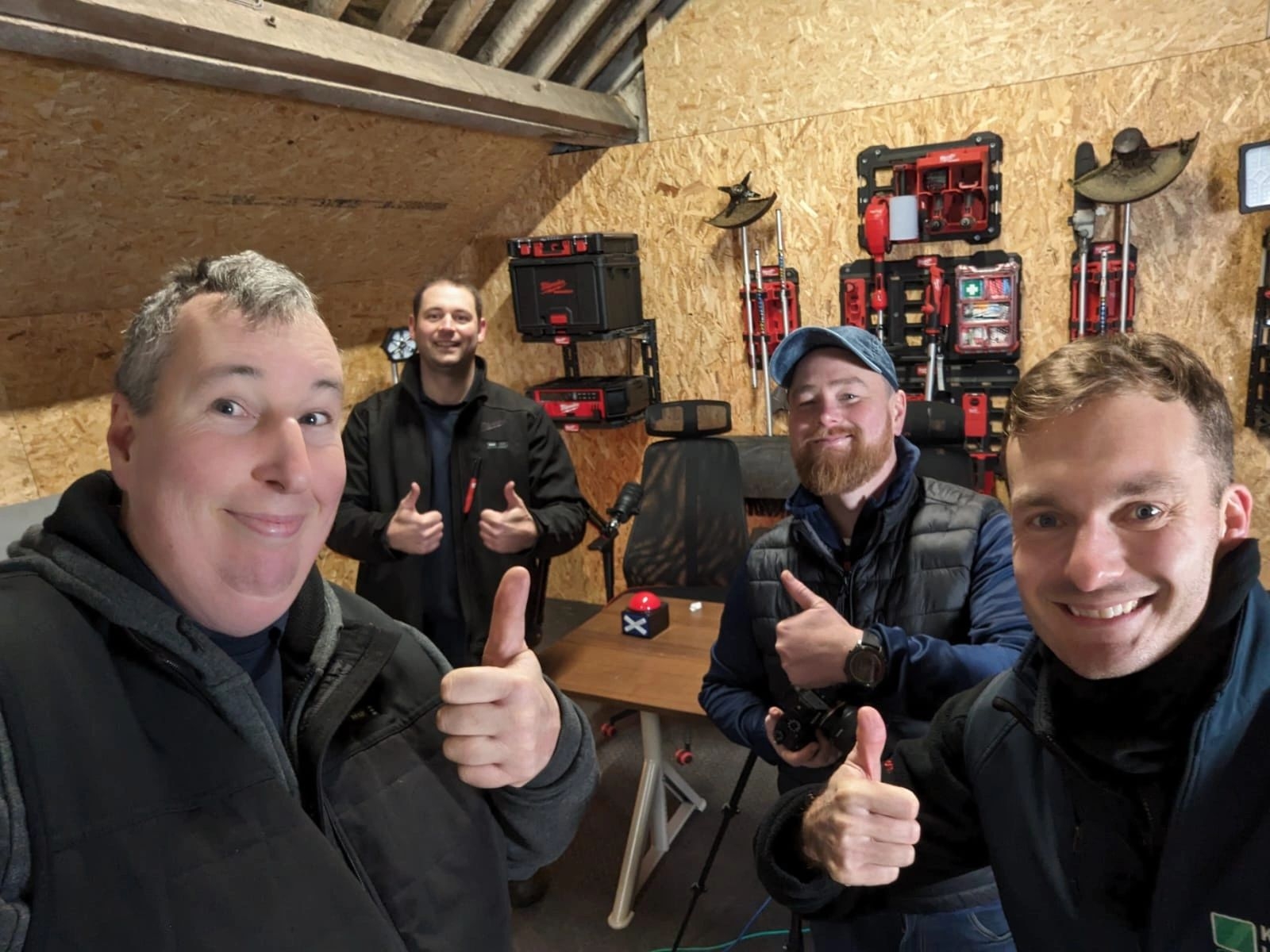 An image of the Premier Lawns podcast studio with Jack and Robbie at the front