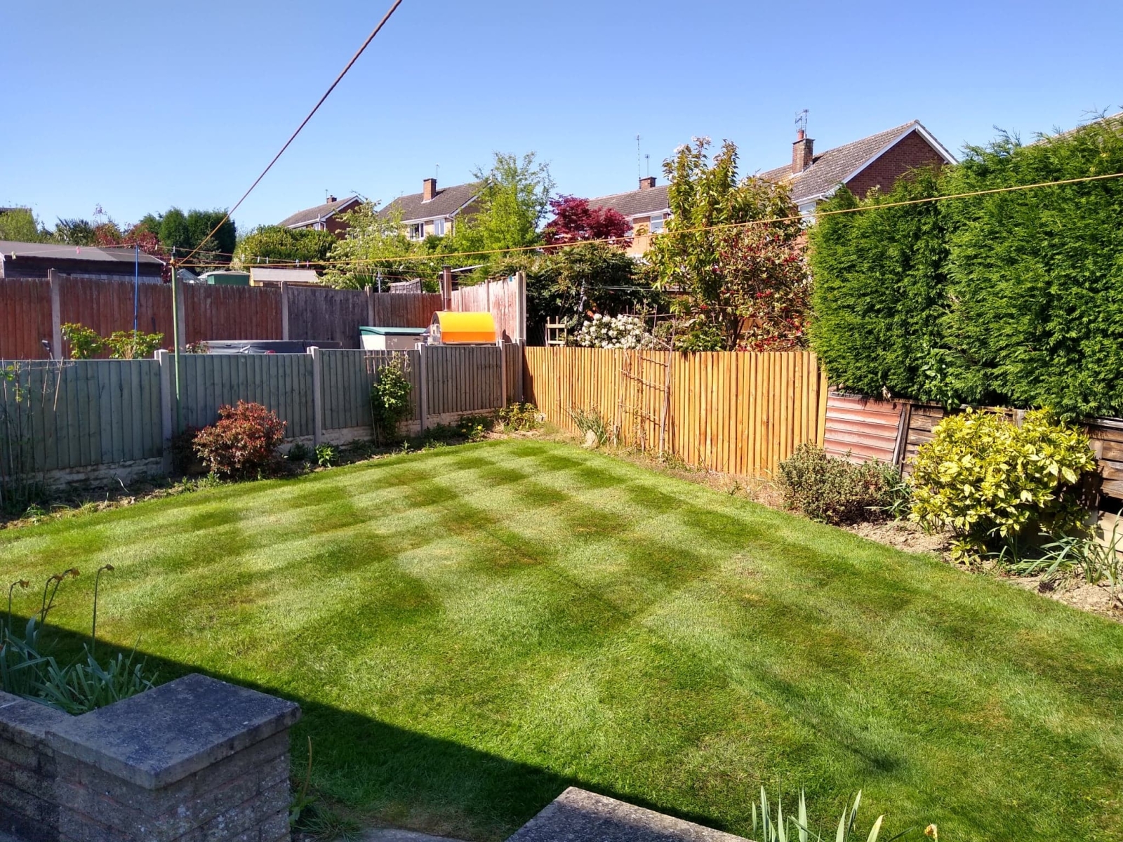 This image is one of a smaller rear lawn in lovely condition with the help of lawn care services