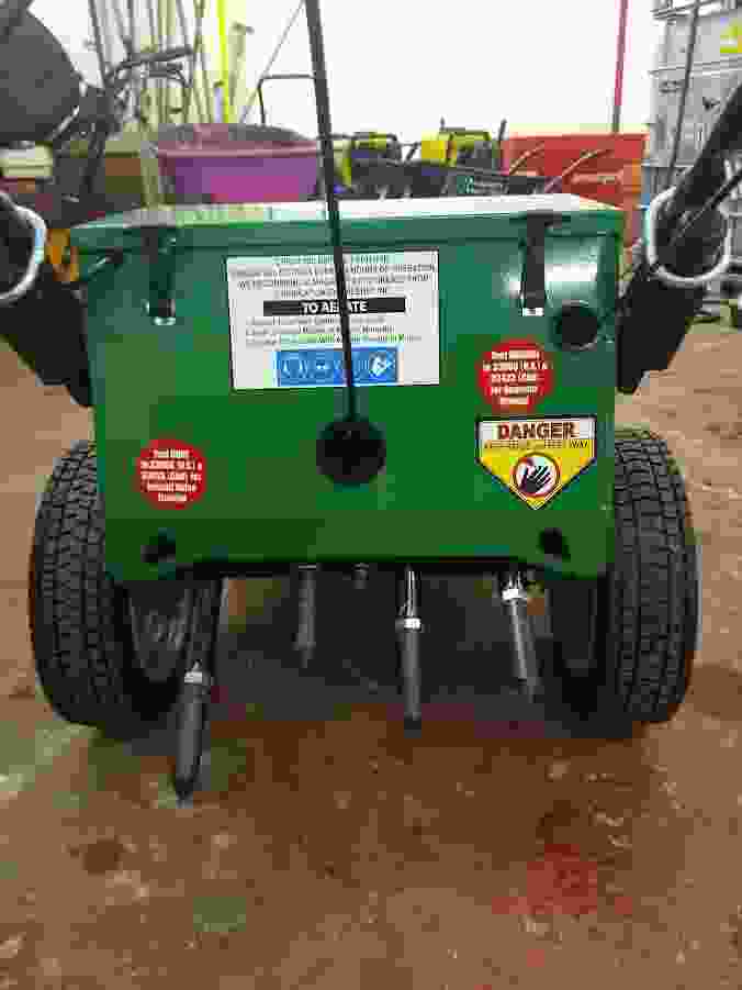 This image is of a new lawn aeration machine ready to carry our lawn repairs and lawn renovations