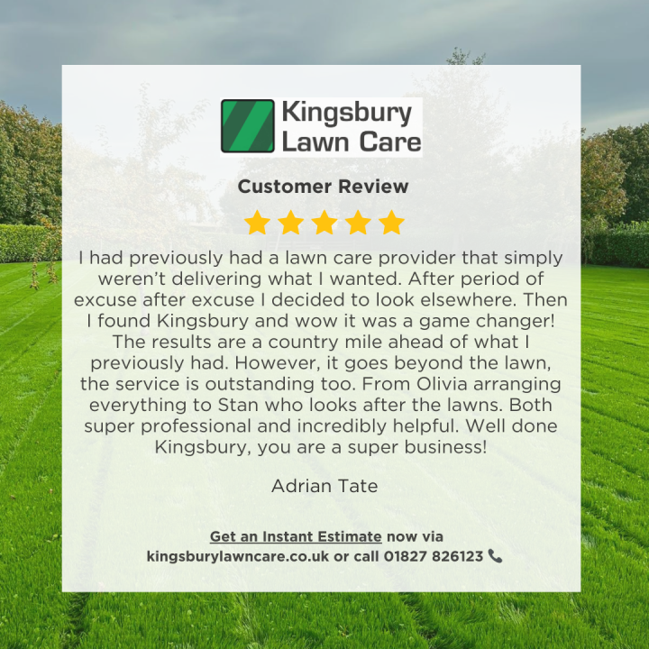 A testimonial for our lawn services 