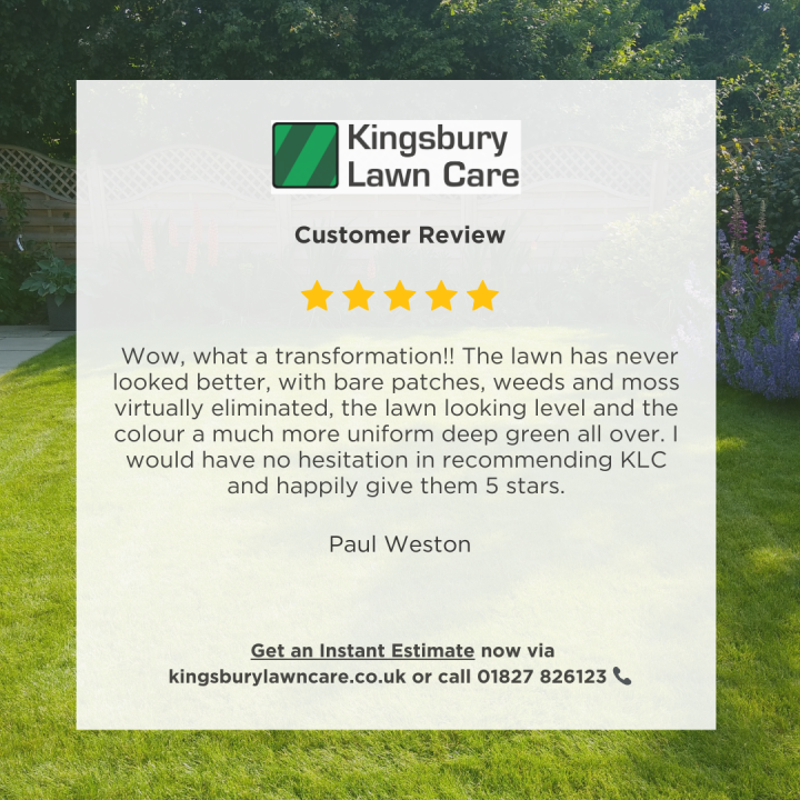 A glowing customer testimonial for our lawn services 