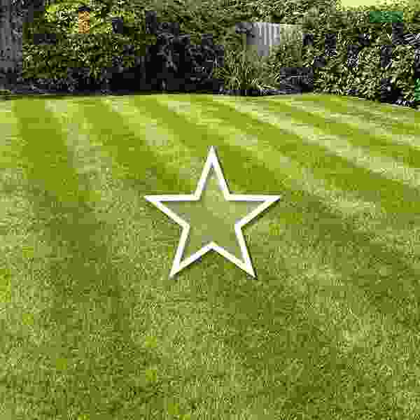 This image shows a deep green striped lawn following a recent lawn care service visit 