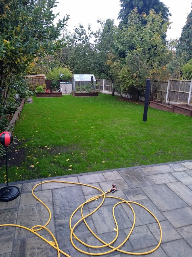 This image is of a completed lawn renovation before starting on our lawn maintenance programme