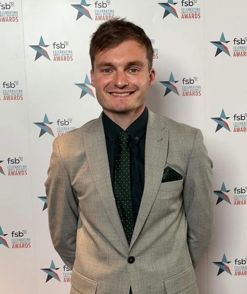 This image is of Jack Chapman at the FSB Award. Lawn services company owner Kingsbury Lawn Care